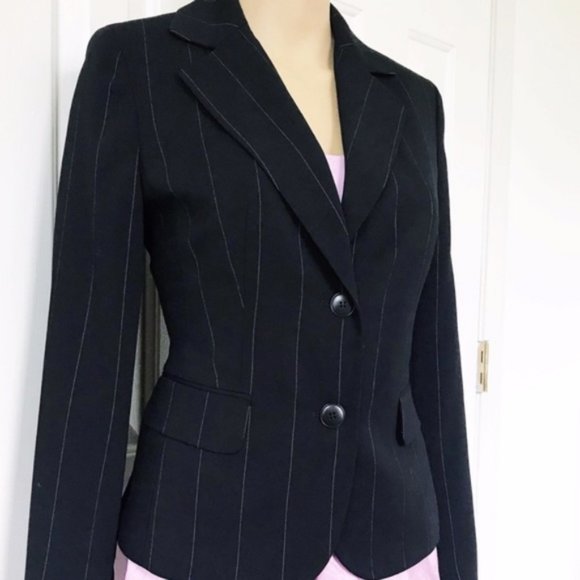 LOFT Pinstripe Black and white two button blazer size 4 - Picture 1 of 7